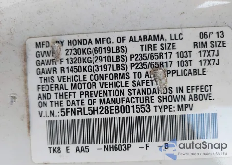 2014 Honda Odyssey Lx из США, поврежденный, VIN 5FNRL5H28EB001553